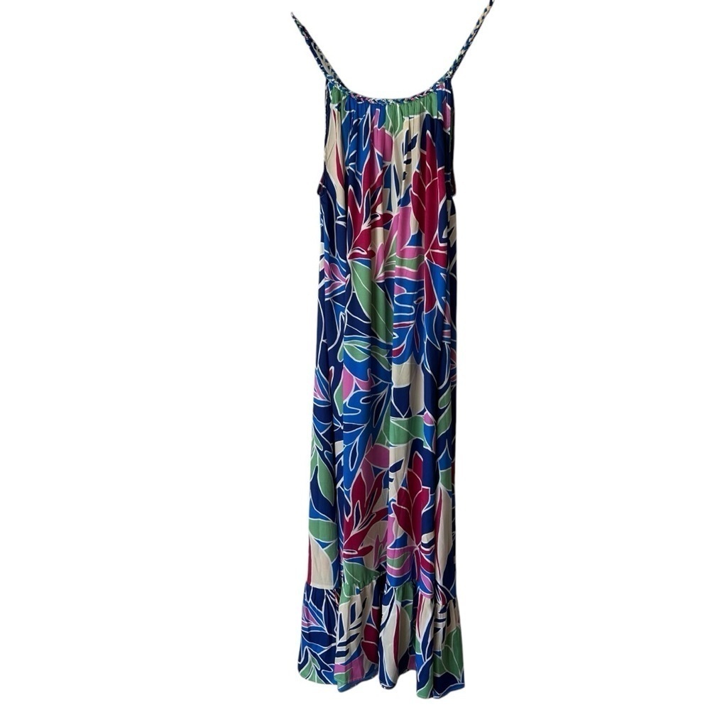 NEW True Destinations Maxi Sun Dress Swim Coverup Tropical Leaf Print, Medium - Picture 9 of 10